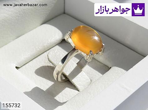 انگشتر نقره عقیق یمنی نارنجی پرتقالی زنانه دست ساز [شرف الشمس] - 155732